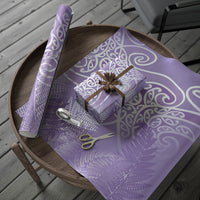 Aotearoa Maori Koru Curves Wrapping Paper Silver Ferns - Amethyst