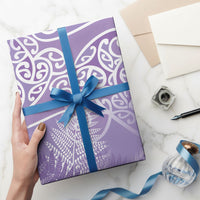 Aotearoa Maori Koru Curves Wrapping Paper Silver Ferns - Amethyst