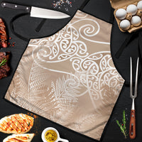 Aotearoa Maori Koru Curves Apron Silver Ferns - Mocha
