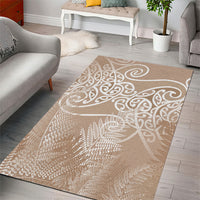 Aotearoa Maori Koru Curves Area Rug Silver Ferns - Mocha