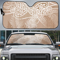 Aotearoa Maori Koru Curves Auto Sun Shade Silver Ferns - Mocha