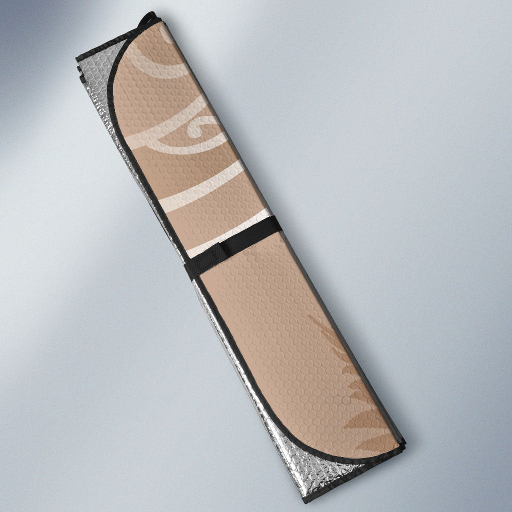 Aotearoa Maori Koru Curves Auto Sun Shade Silver Ferns - Mocha