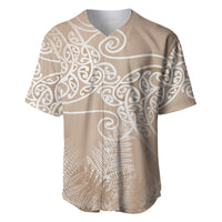 Aotearoa Maori Koru Curves Baseball Jersey Silver Ferns - Mocha