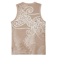 Aotearoa Maori Koru Curves Basketball Jersey Silver Ferns - Mocha