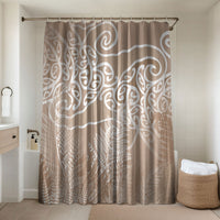 Aotearoa Maori Koru Curves Bathroom Set Silver Ferns - Mocha