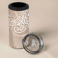 Aotearoa Maori Koru Curves 4 in 1 Can Cooler Tumbler Silver Ferns - Mocha