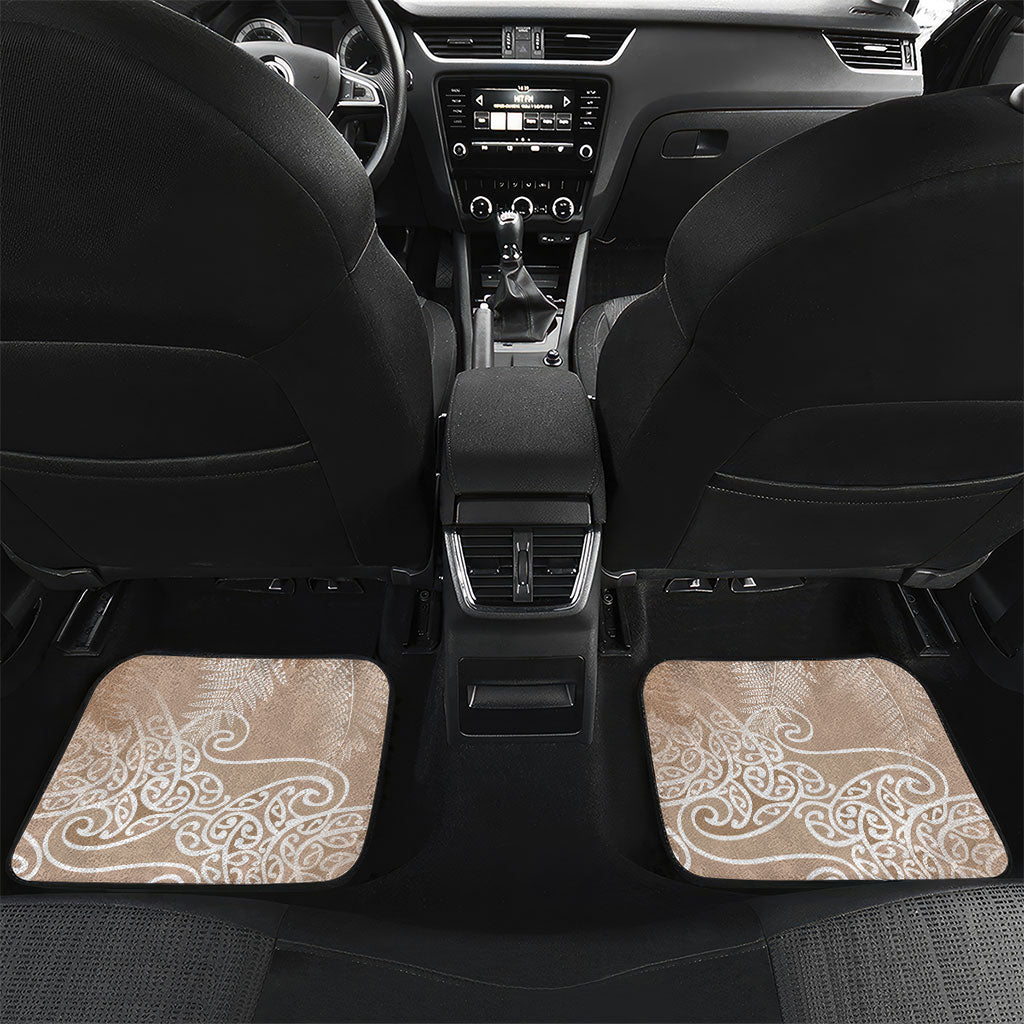 Aotearoa Maori Koru Curves Car Mats Silver Ferns - Mocha