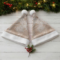 Aotearoa Maori Koru Curves Christmas Santa Hat Silver Ferns - Mocha LT7 - Polynesian Pride