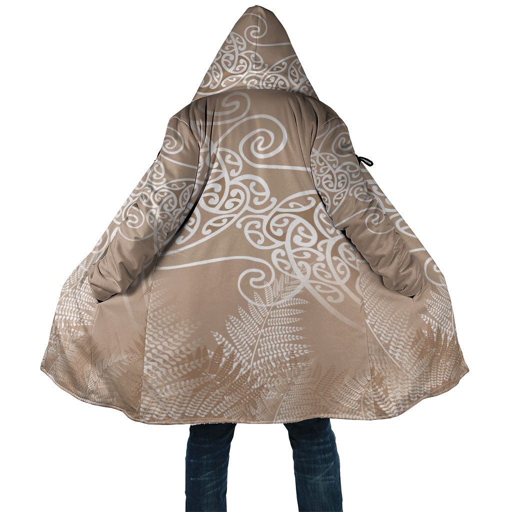 Aotearoa Maori Koru Curves Cloak Silver Ferns - Mocha