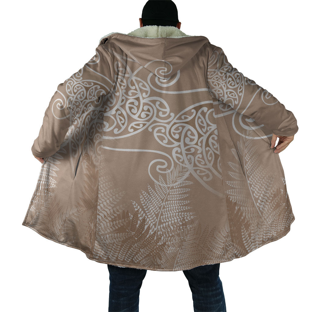 Aotearoa Maori Koru Curves Cloak Silver Ferns - Mocha