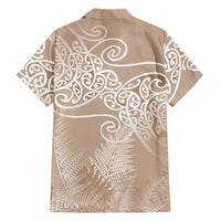 Aotearoa Maori Koru Curves Family Matching Long Sleeve Bodycon Dress and Hawaiian Shirt Silver Ferns - Mocha LT7 - Polynesian Pride