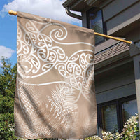Aotearoa Maori Koru Curves Garden Flag Silver Ferns - Mocha