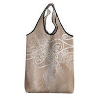 Aotearoa Maori Koru Curves Grocery Bag Silver Ferns - Mocha
