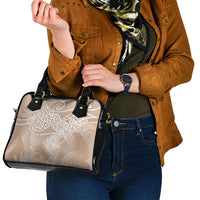 Aotearoa Maori Koru Curves Shoulder Handbag Silver Ferns - Mocha