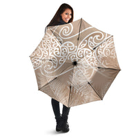 Aotearoa Maori Koru Curves Umbrella Silver Ferns - Mocha