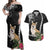 Personalised Polynesian Dog Couples Matching Off Shoulder Maxi Dress and Hawaiian Shirt Corgi Mix Tropical Flowers LT7 Black - Polynesian Pride