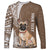 Personalised Polynesian Pacific Bulldog Long Sleeve Shirt With Brown Hawaii Tribal Tattoo Patterns LT7 Unisex Brown - Polynesian Pride