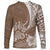 Personalised Polynesian Pacific Bulldog Long Sleeve Shirt With Brown Hawaii Tribal Tattoo Patterns LT7 - Polynesian Pride