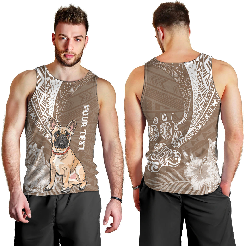 Personalised Polynesian Pacific Bulldog Men Tank Top With Brown Hawaii Tribal Tattoo Patterns LT7 - Polynesian Pride