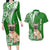 Personalised Polynesian Pacific Bulldog Couples Matching Long Sleeve Bodycon Dress and Hawaiian Shirt With Emerald Hawaii Tribal Tattoo Patterns LT7 Green - Polynesian Pride