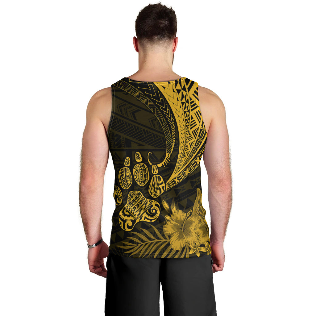 Personalised Polynesian Pacific Bulldog Men Tank Top With Gold Hawaii Tribal Tattoo Patterns LT7 - Polynesian Pride