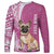 Personalised Polynesian Pacific Bulldog Long Sleeve Shirt With Pink Hawaii Tribal Tattoo Patterns LT7 Unisex Pink - Polynesian Pride