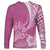 Personalised Polynesian Pacific Bulldog Long Sleeve Shirt With Pink Hawaii Tribal Tattoo Patterns LT7 - Polynesian Pride