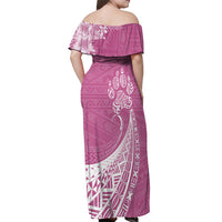 Personalised Polynesian Pacific Bulldog Off Shoulder Maxi Dress With Pink Hawaii Tribal Tattoo Patterns LT7 - Polynesian Pride