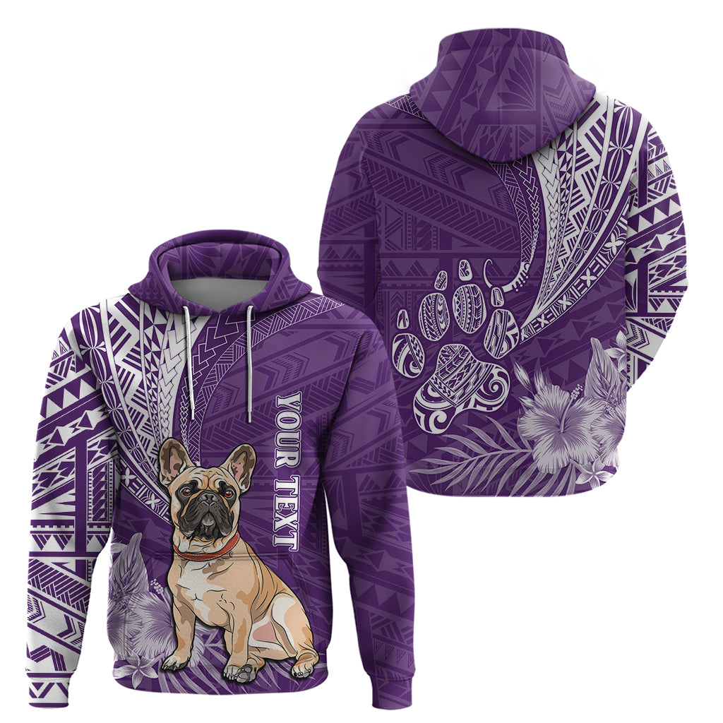 Custom Polynesian Pacific Bulldog Hoodie With Violet Hawaii Tribal Tattoo Patterns LT7 - Polynesian Pride