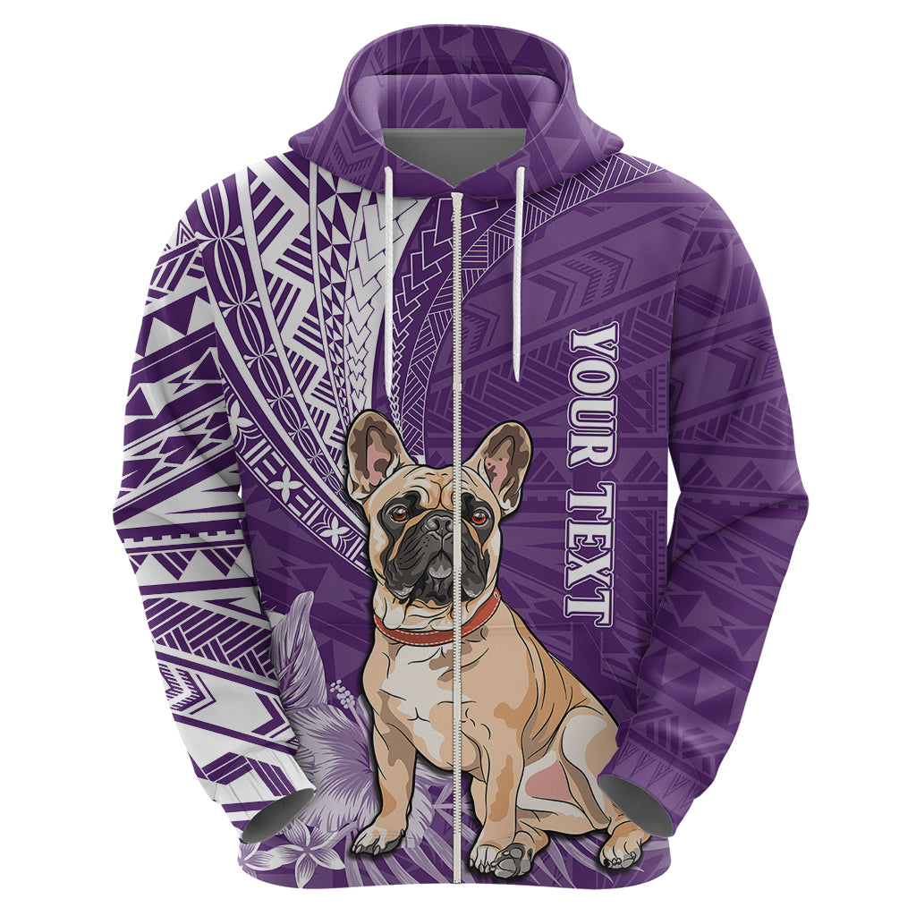 Custom Polynesian Pacific Bulldog Hoodie With Violet Hawaii Tribal Tattoo Patterns LT7 - Polynesian Pride