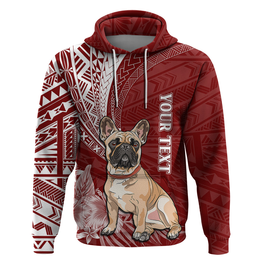 Custom Polynesian Pacific Bulldog Hoodie With Red Hawaii Tribal Tattoo Patterns LT7 Pullover Hoodie Red - Polynesian Pride