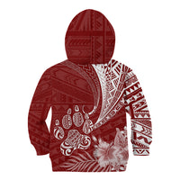 Personalised Polynesian Pacific Bulldog Kid Hoodie With Red Hawaii Tribal Tattoo Patterns LT7 - Polynesian Pride