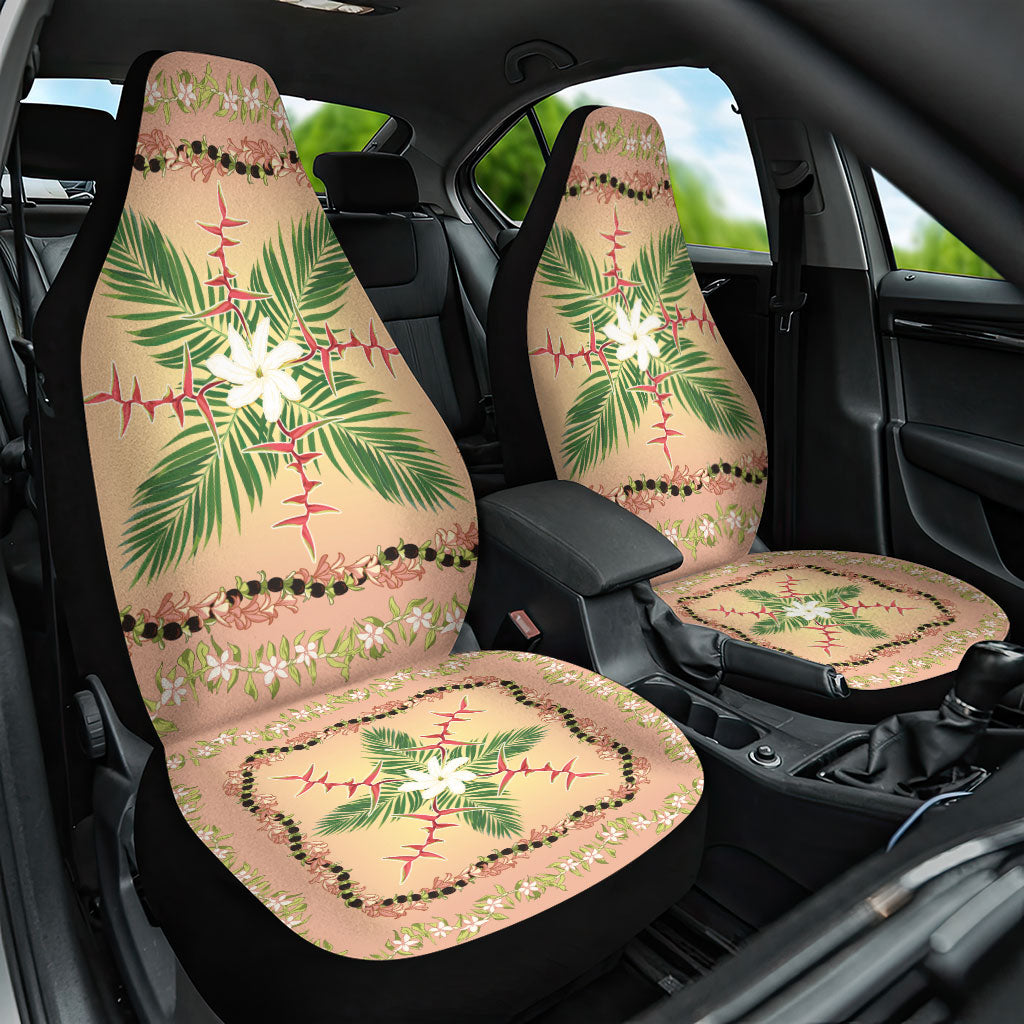 Hawaii Quilt Inspired Collection Aloha Flowers Car Seat Cover Maile - Kukui Nut Lei LT7 One Size Coral Pink - Polynesian Pride