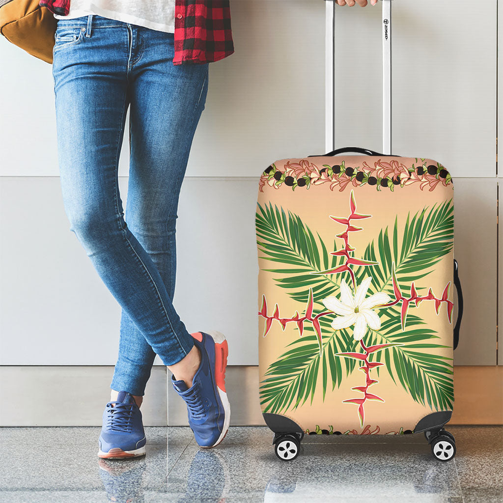 Hawaii Quilt Inspired Collection Aloha Flowers Luggage Cover Maile - Kukui Nut Lei