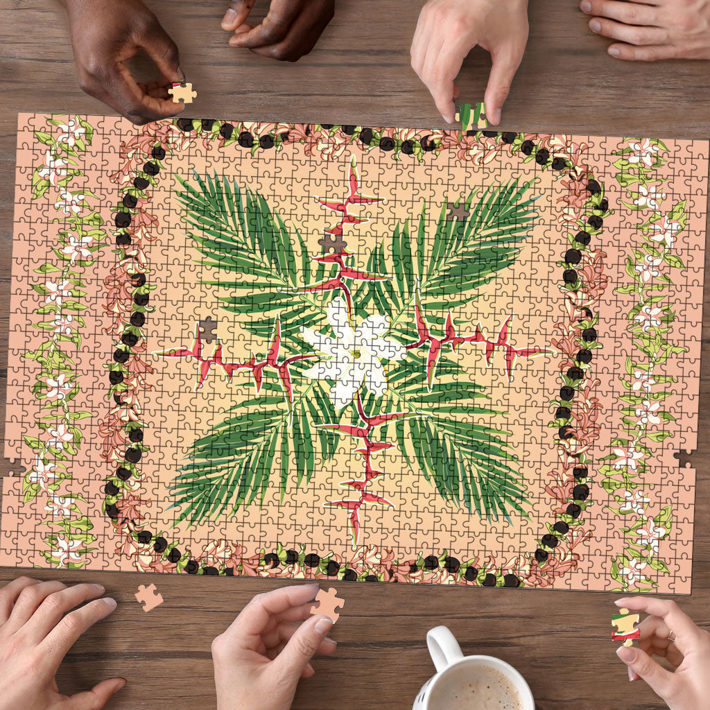 Hawaii Quilt Inspired Collection Aloha Flowers Puzzle Maile - Kukui Nut Lei