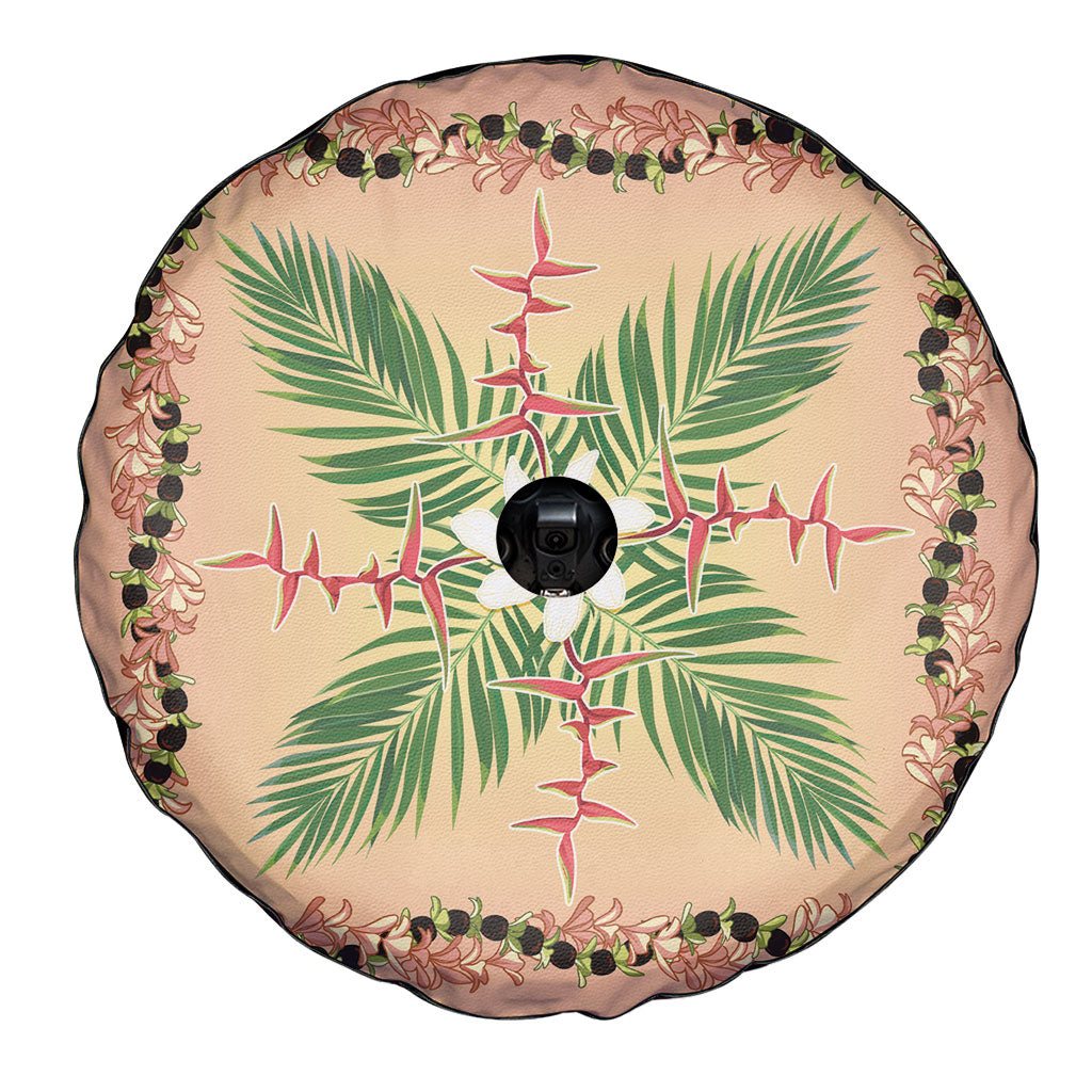 Hawaii Quilt Inspired Collection Aloha Flowers Spare Tire Cover Maile - Kukui Nut Lei