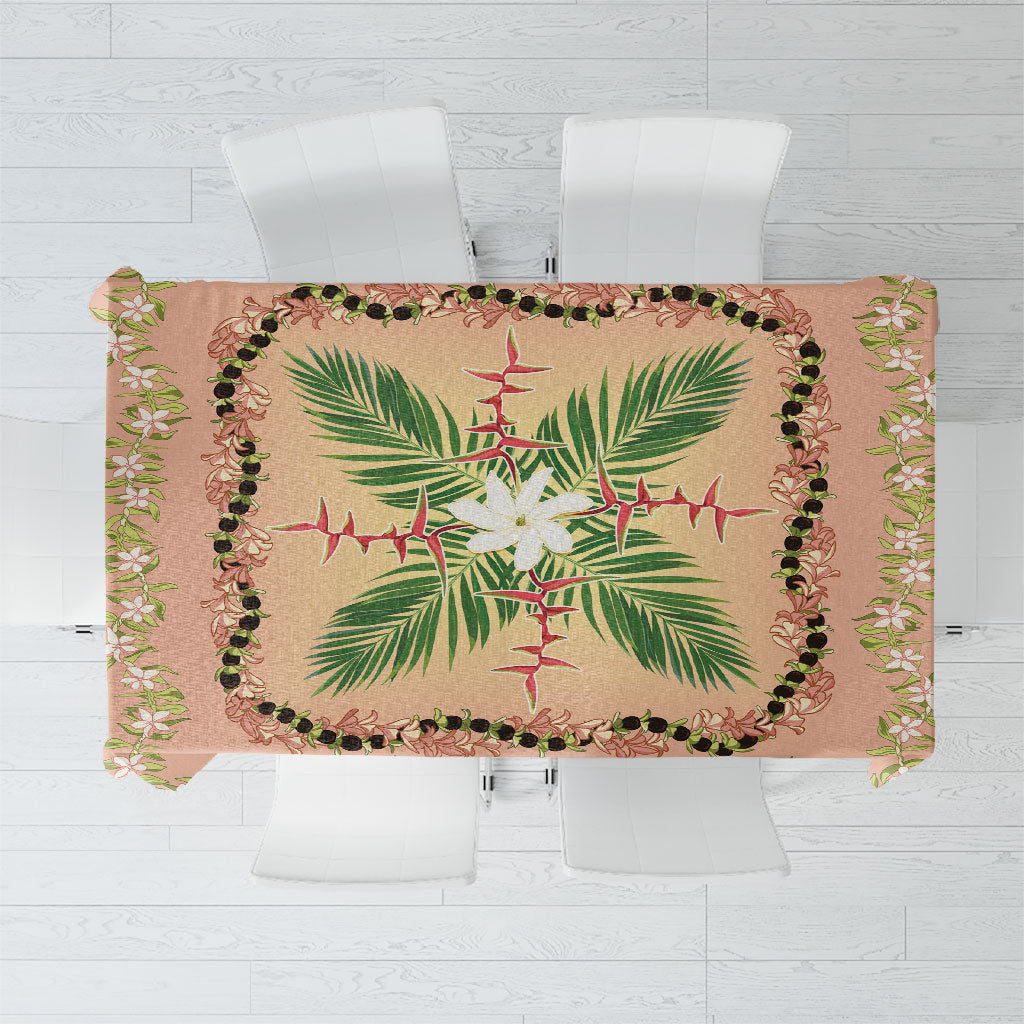 Hawaii Quilt Inspired Collection Aloha Flowers Tablecloth Maile - Kukui Nut Lei