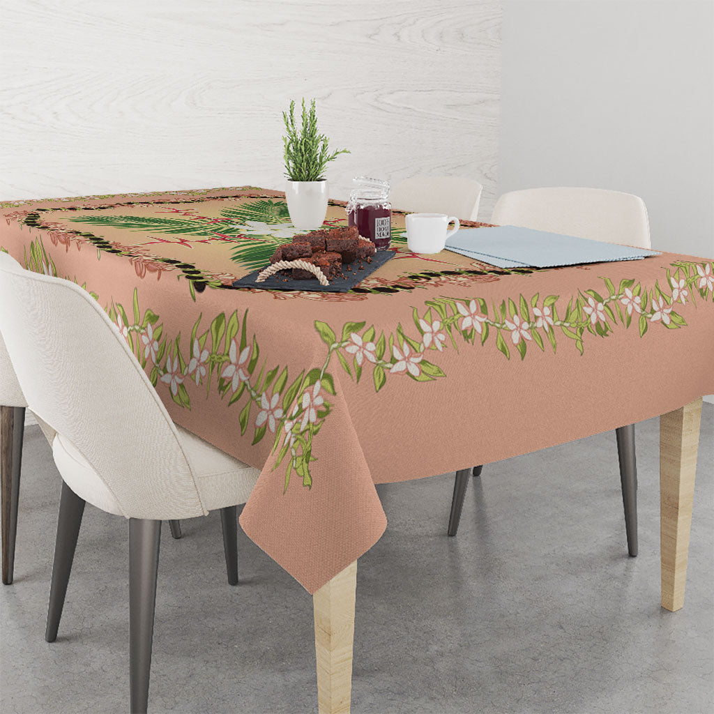 Hawaii Quilt Inspired Collection Aloha Flowers Tablecloth Maile - Kukui Nut Lei