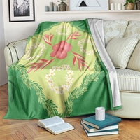 Hawaii Quilt Inspired Collection Aloha Flowers Blanket Plumeria - Ti Leaf Lei