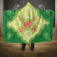 Hawaii Quilt Inspired Collection Aloha Flowers Hooded Blanket Plumeria - Ti Leaf Lei