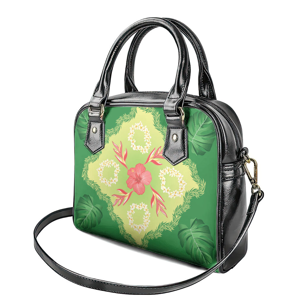 Hawaii Quilt Inspired Collection Aloha Flowers Shoulder Handbag Plumeria - Ti Leaf Lei