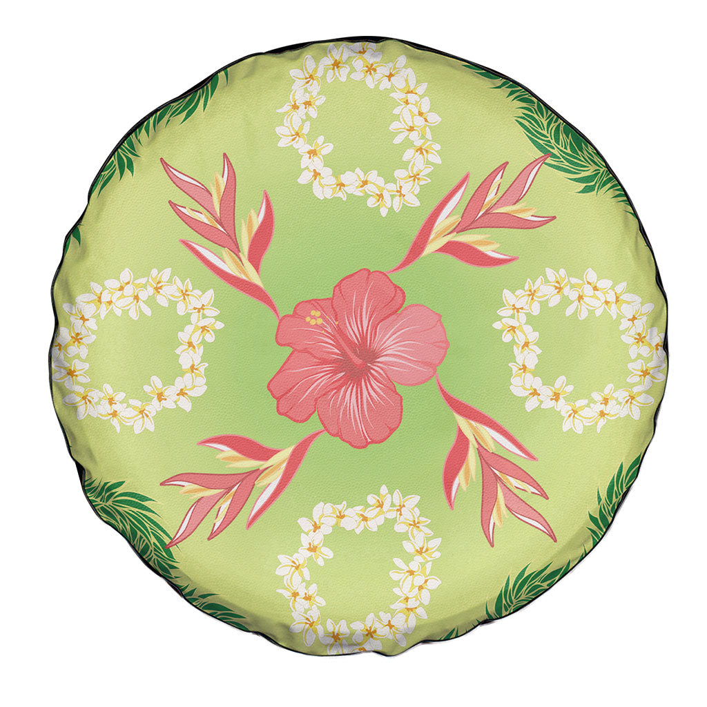 Hawaii Quilt Inspired Collection Aloha Flowers Spare Tire Cover Plumeria - Ti Leaf Lei