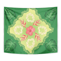 Hawaii Quilt Inspired Collection Aloha Flowers Tapestry Plumeria - Ti Leaf Lei