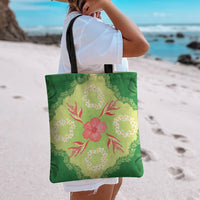 Hawaii Quilt Inspired Collection Aloha Flowers Tote Bag Plumeria - Ti Leaf Lei