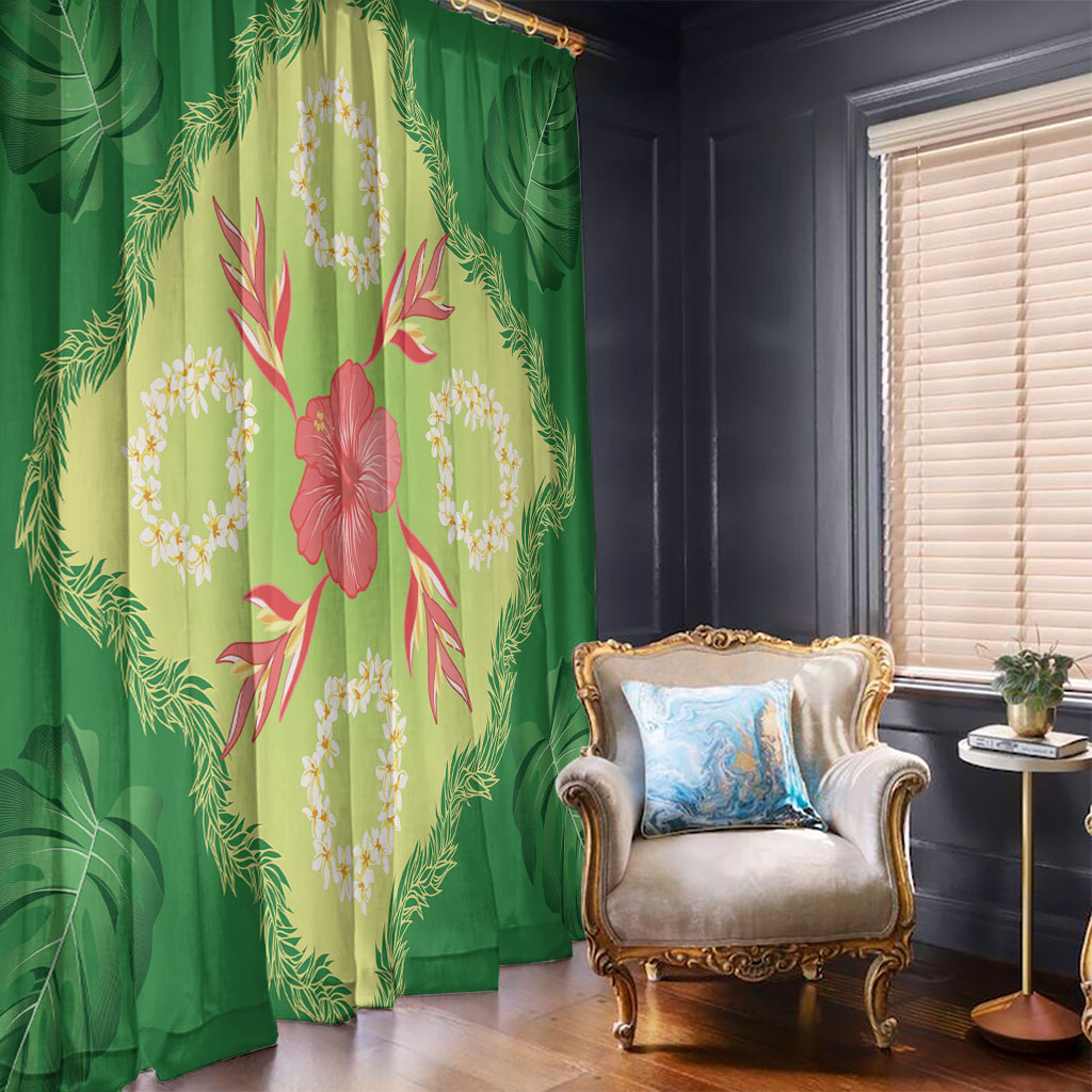 Hawaii Quilt Inspired Collection Aloha Flowers Window Curtain Plumeria - Ti Leaf Lei