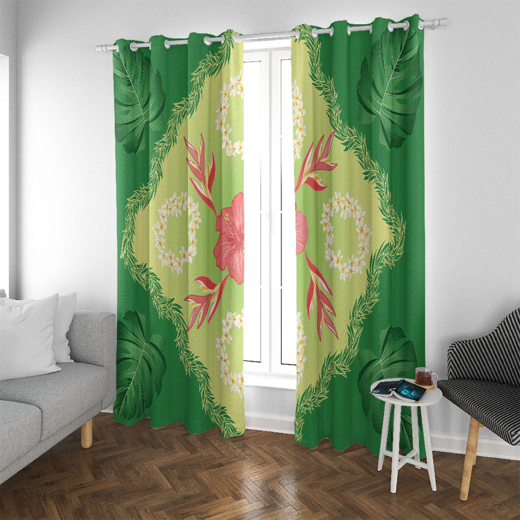 Hawaii Quilt Inspired Collection Aloha Flowers Window Curtain Plumeria - Ti Leaf Lei