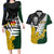 Personalised New Zealand Vs South Africa Rugby Couples Matching Long Sleeve Bodycon Dress and Hawaiian Shirt Rivals - Tribal Style LT7 Black Green - Polynesian Pride