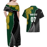 Personalised New Zealand Vs South Africa Rugby Couples Matching Off Shoulder Maxi Dress and Hawaiian Shirt Rivals Dynamics LT7 - Polynesian Pride