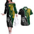 Personalised New Zealand Vs South Africa Rugby Couples Matching Off The Shoulder Long Sleeve Dress and Hawaiian Shirt Rivals Dynamics LT7 Black Green - Polynesian Pride