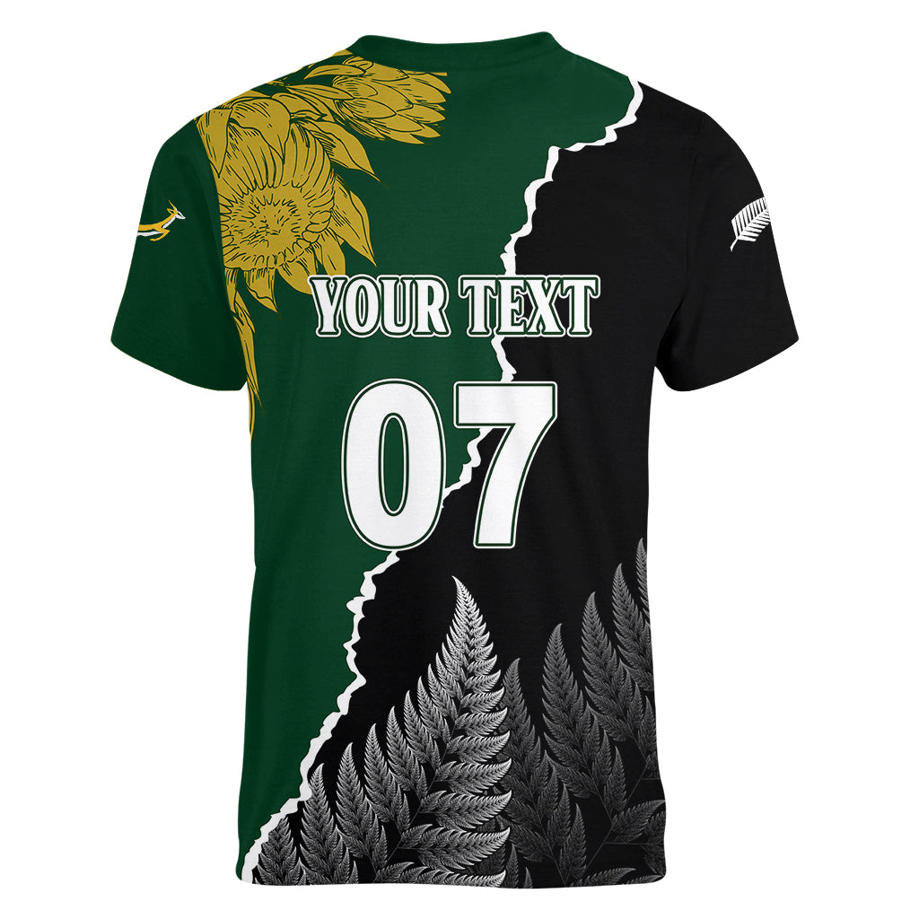 Personalised New Zealand Vs South Africa Rugby Women V Neck T Shirt Rivals Dynamics LT7 - Polynesian Pride